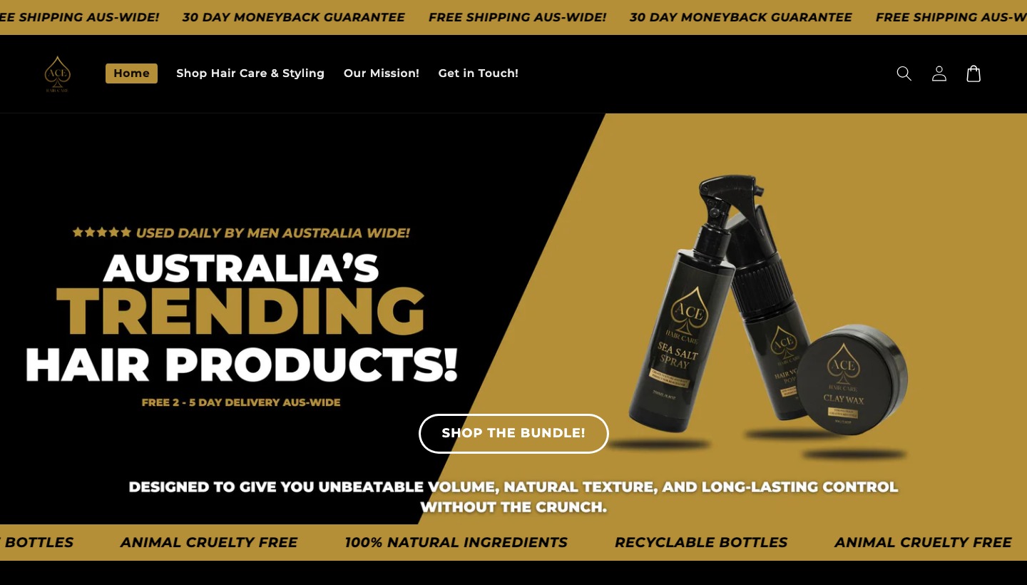 The Ace Hair Care website